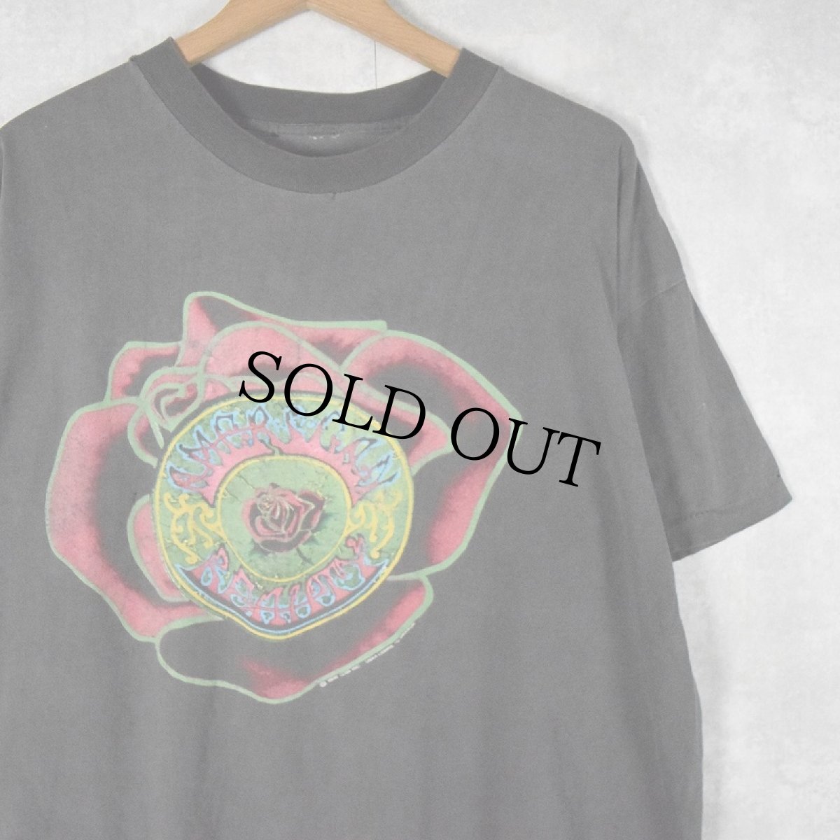 画像1: 90's GRATEFUL DEAD "AMERICAN BEAUTY" ロックバンドプリントTシャツ BLACK (1)