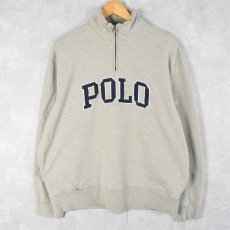 画像1: 90's〜 POLO Ralph Lauren ロゴパッチ付き ハーフジップスウェット XL (1)