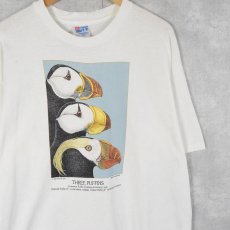 画像1: 90's Diana Dee Tyler USA製 "THREE PUFFINS" アートプリントTシャツ XL (1)