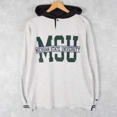 画像1: 90's Champion USA製 "MICHIGAN STATE UNIVERSITY" ロゴプリントスウェットフーディー L (1)