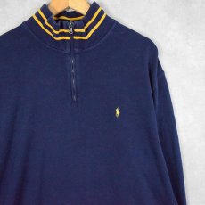 画像1: POLO Ralph Lauren ハーフジップ ハイネックスウェット NAVY XXL (1)