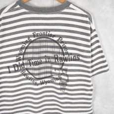 画像1: 90's〜 Wyoming Frontier Prison USA製 ボーダー柄 刑務所スーベニアTシャツ L (1)