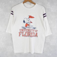 画像1: 80's SNOOPY USA製 "UNIVERSITY OF FLORIDA" キャラクタープリントフットボールTシャツ (1)