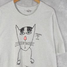 画像1: 90's USA製 "EVERYTHING HERE IS MINE." 猫イラストプリントTシャツ XL (1)