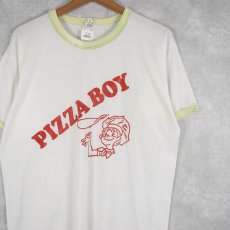 画像1: 【お客様支払い処理中】70's RUSSELL ATHLETIC "PIZZA BOY" キャラクターリンガーTシャツ L (1)