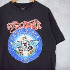 画像1: 90's AEROSMITH USA製 "AERO FORCE ONE" ロックバンド ツアーTシャツ BLACK XL (1)