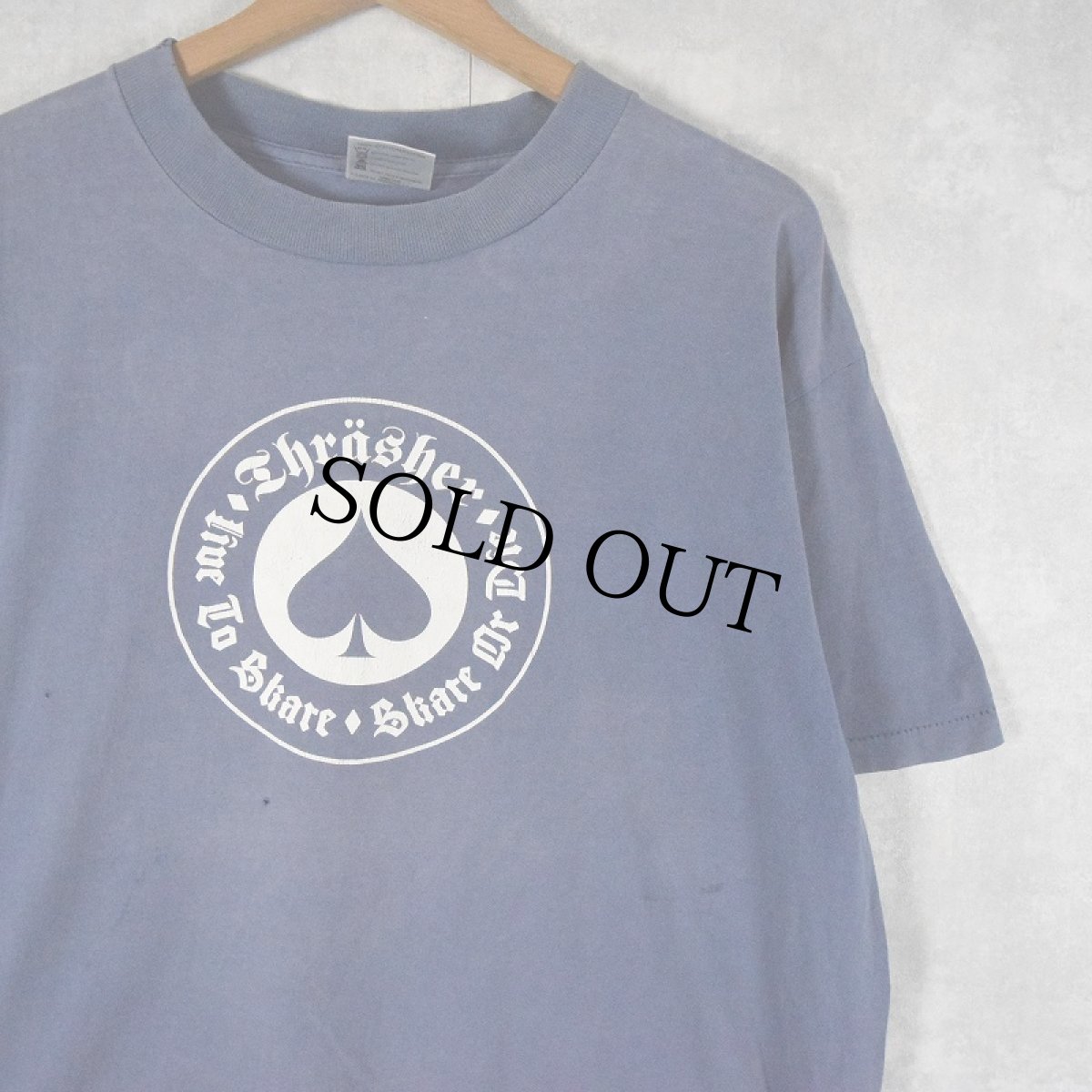 画像1: 90's THRASER USA製 スペードロゴ プリントTシャツ L (1)