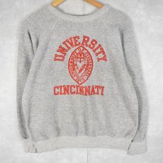 画像1: 70〜80's Champion バータグ USA製 "UNIVERSITY CINCINNATI" フロッキープリントラグランスウェット L (1)