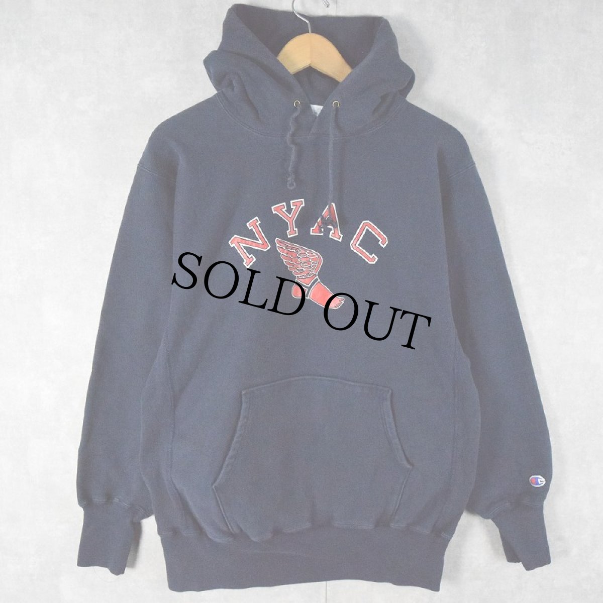 画像1: 90's〜 Champion REVERSE WEAVE "NYAC" ウイングフット スウェットフーディー XL (1)