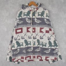 画像1: 90's MICHIGAN RAG CO. 総柄 フーディージャケット L/XL (1)