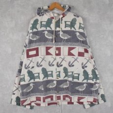 画像1: 90's MICHIGAN RAG CO. 総柄 フーディージャケット L/XL (1)