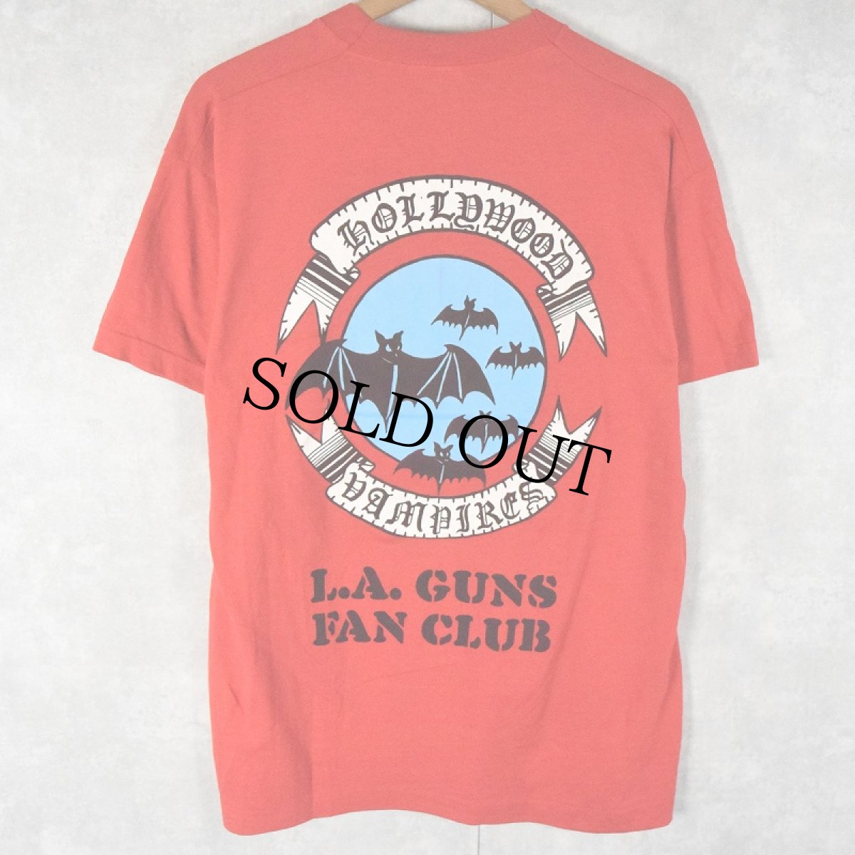 画像1: 【SALE】 80's Hollywood Vampires USA製 "L.A. GUNS FAN CLUB" ロックバンドTシャツ XL (1)