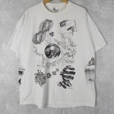 画像1: 90's M.C. Escher USA製 マルチプリントTシャツ XXL (1)