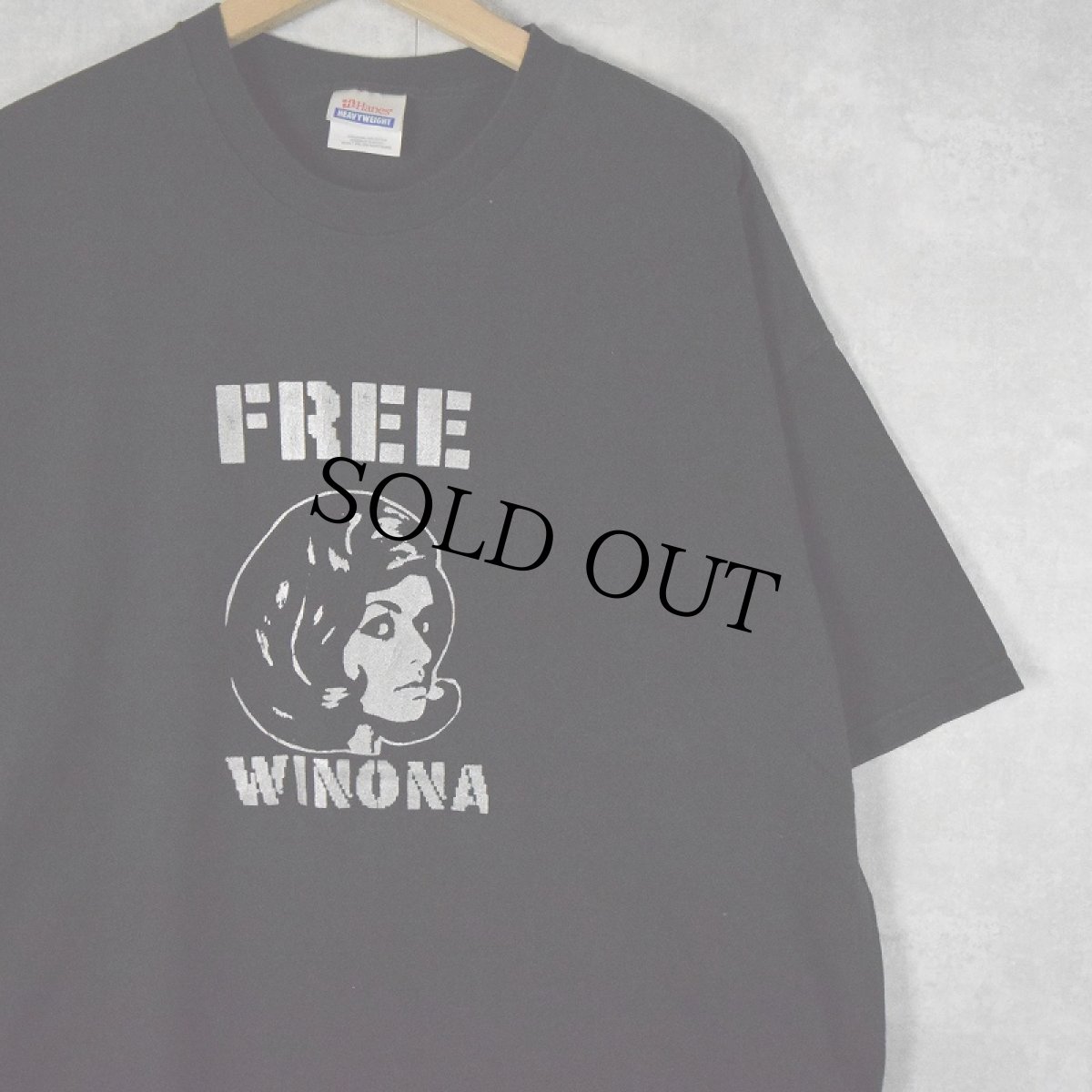 画像1: 90's〜 Winona Ryder "FREE WINONA" 女優プリントTシャツ 2XL (1)