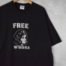 画像1: 90's〜 Winona Ryder "FREE WINONA" 女優プリントTシャツ 2XL (1)