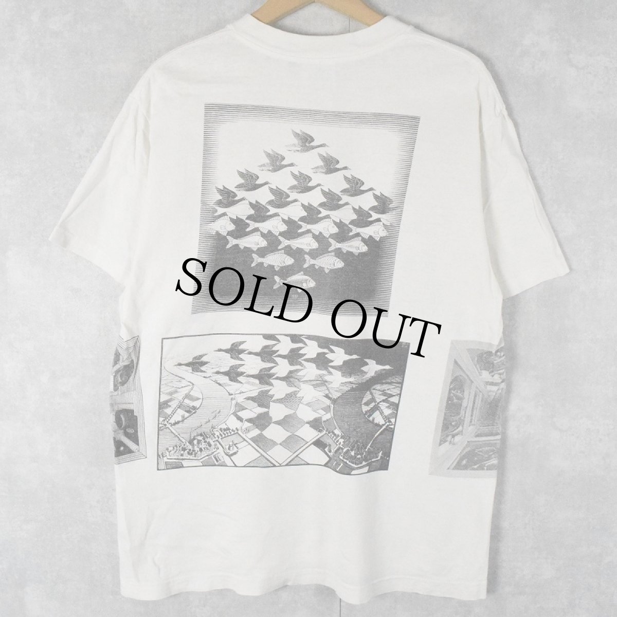 画像2: 90's M.C. Escher USA製 マルチプリントTシャツ L (2)