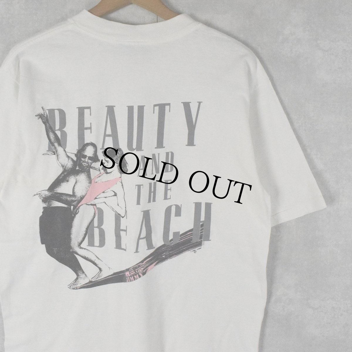 画像1: 80's JIMMY'Z USA製 "BEAUTY AND THE BEACH" プリントTシャツ L (1)