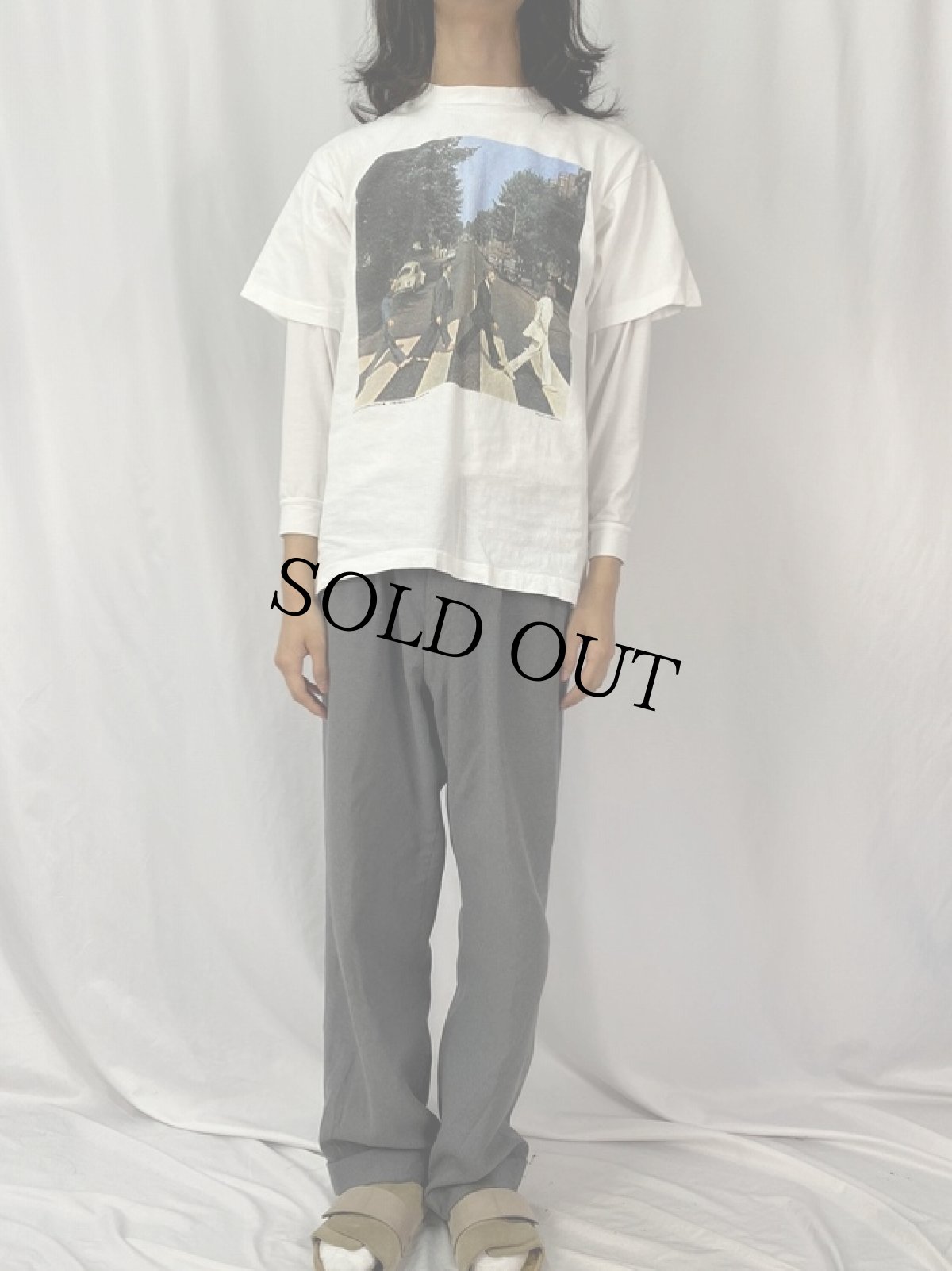 画像2: 90's The Beatles USA製 "ABBEY ROAD" ロックバンドTシャツ L (2)