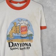 画像1: 80's USA製 "DAYTONA Spring Break" プリントリンガーTシャツ L (1)