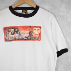 画像1: 90's〜 PLANET OF THE APES USA製 映画プリントリンガーTシャツ L (1)