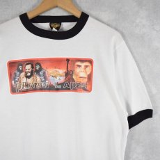 画像1: 90's〜 PLANET OF THE APES USA製 映画プリントリンガーTシャツ L (1)