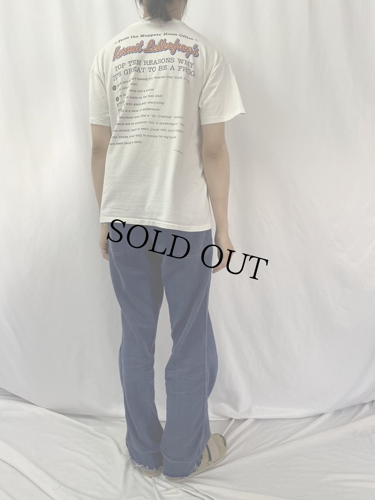 画像4: 90's Kermit USA製 "TOO LATE with Kermit Letterfrog" キャラクタープリントTシャツ L (4)