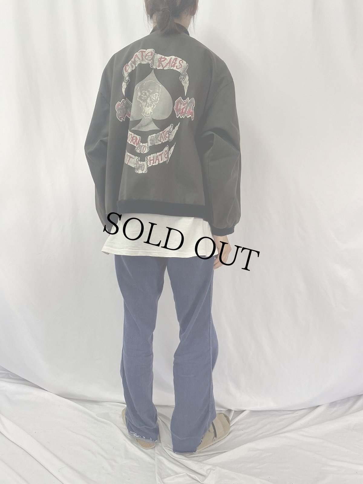 画像5: 90's SKATE RAGS USA製 ワッペン×プリント コットンツイルジャケット BLACK XL (5)