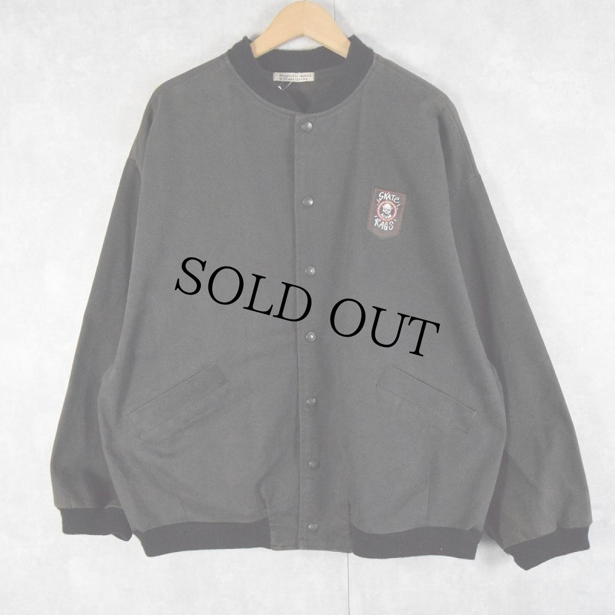 画像2: 90's SKATE RAGS USA製 ワッペン×プリント コットンツイルジャケット BLACK XL (2)