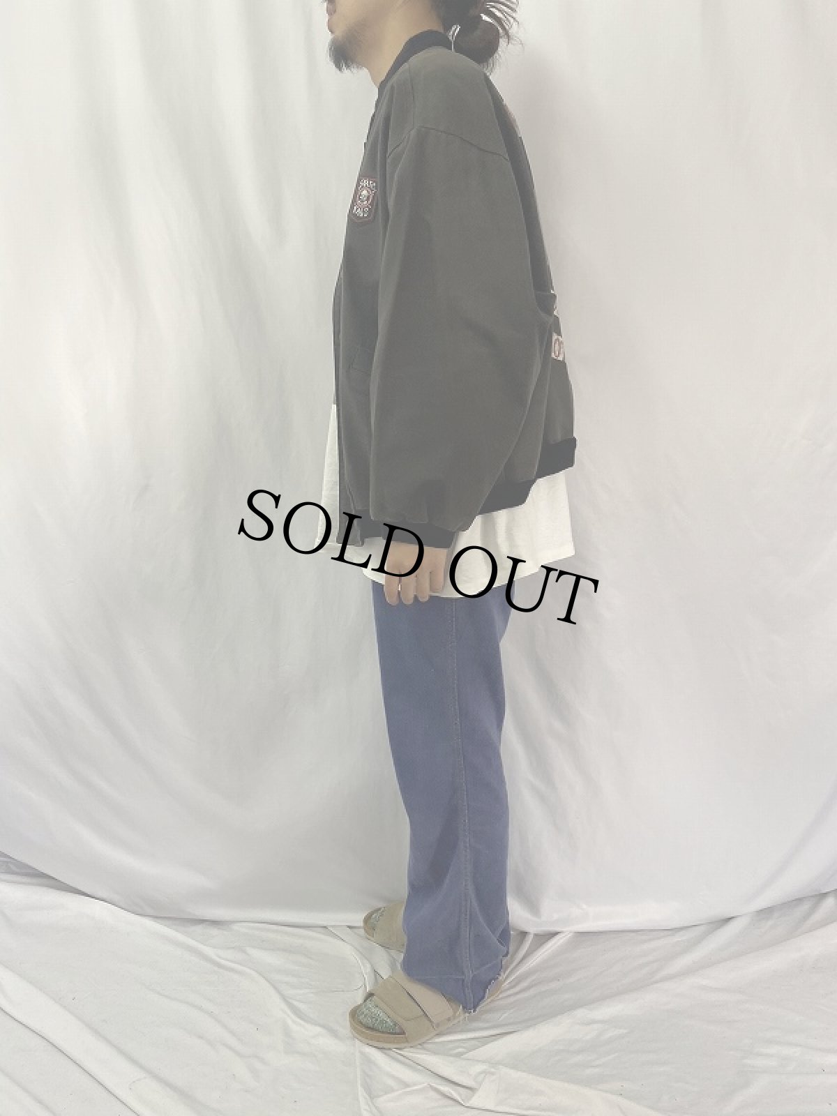 画像4: 90's SKATE RAGS USA製 ワッペン×プリント コットンツイルジャケット BLACK XL (4)