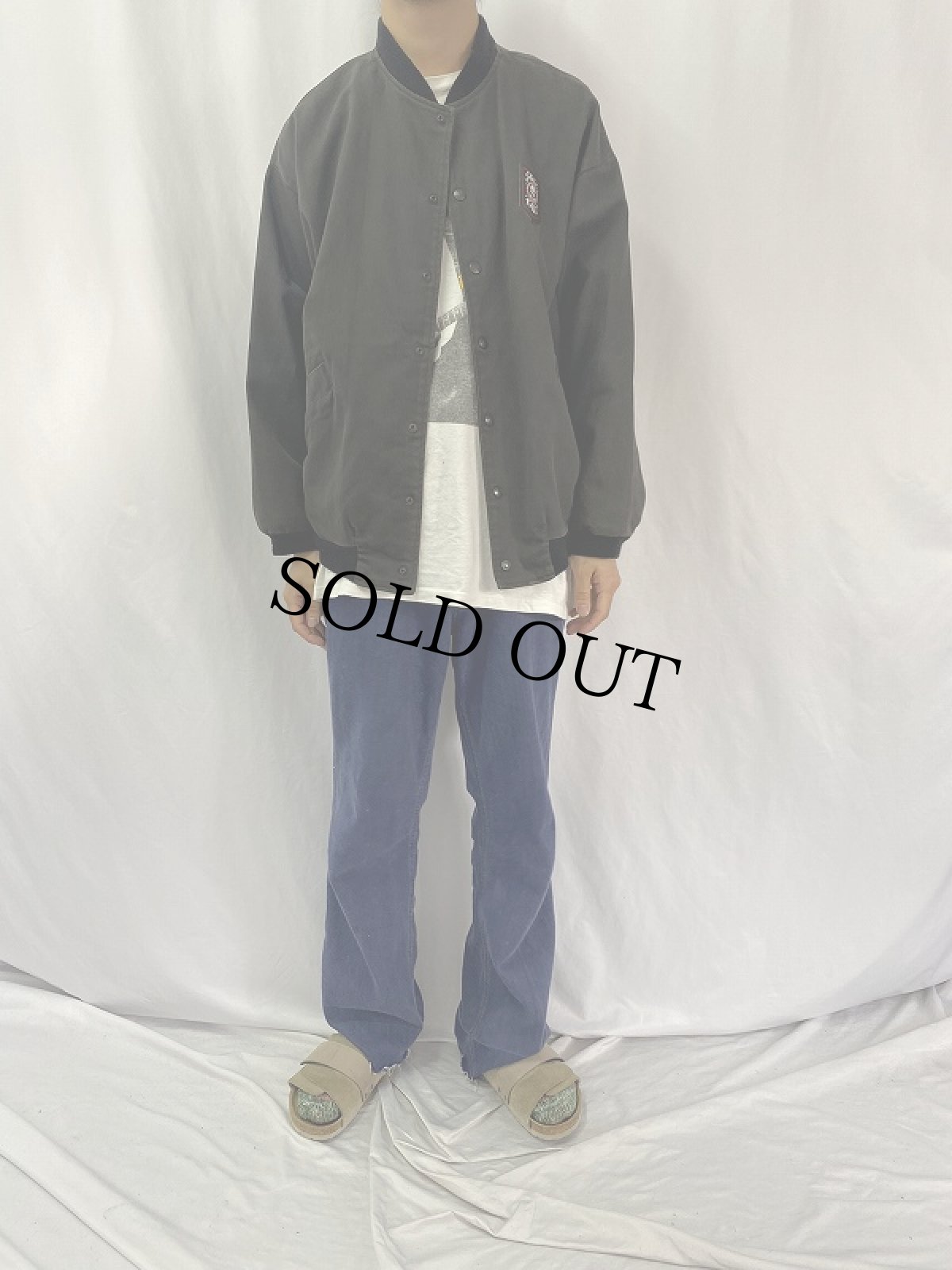 画像3: 90's SKATE RAGS USA製 ワッペン×プリント コットンツイルジャケット BLACK XL (3)