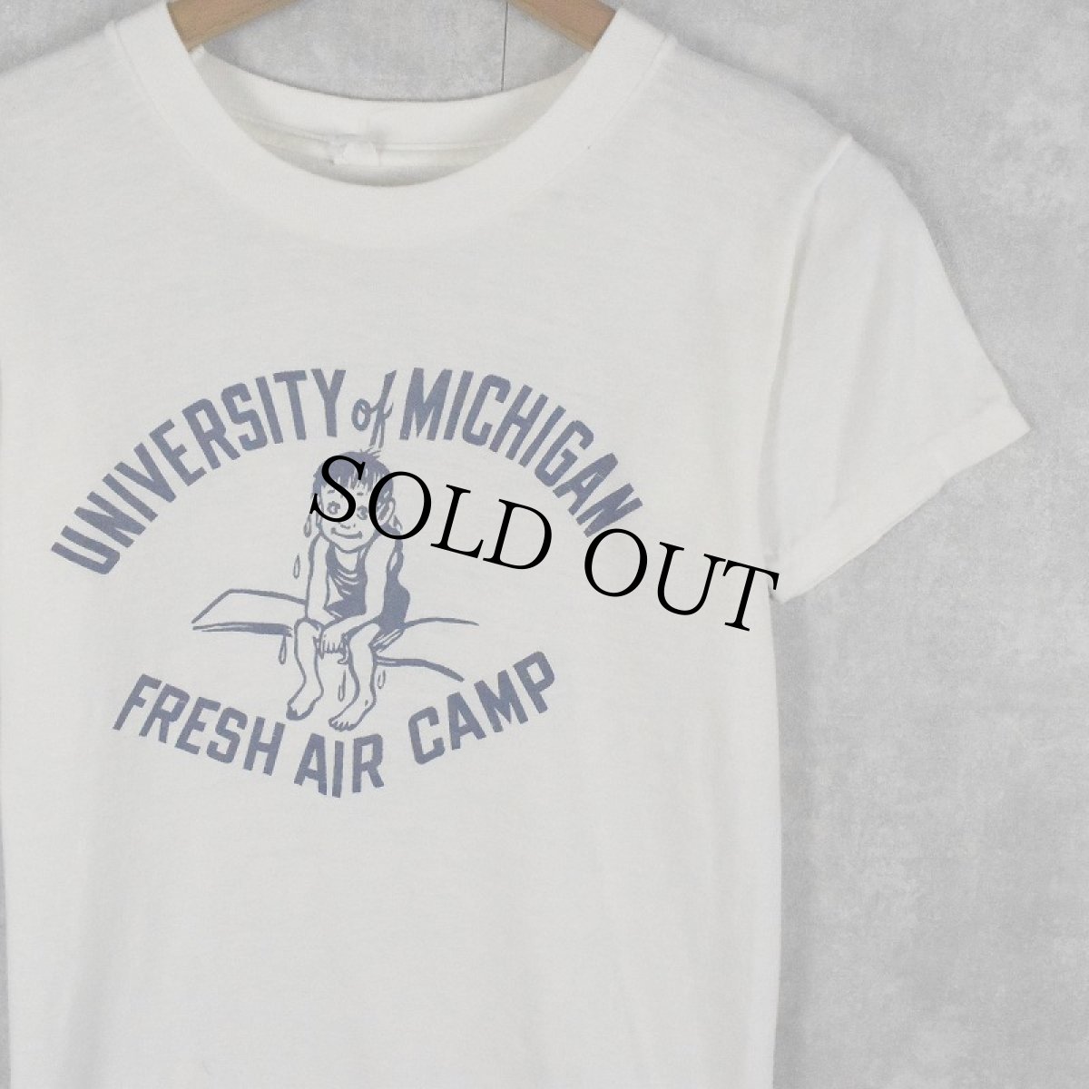 画像1: 60's Velva Sheen "UNIVERSITY OF MICHIGAN" プリントTシャツ S (1)