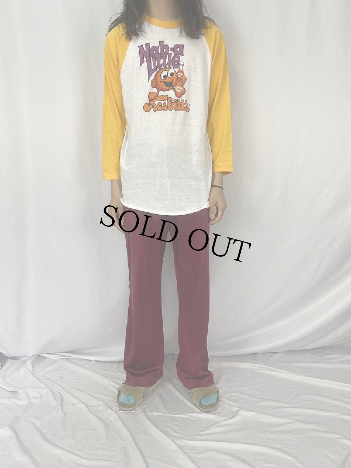 画像2: 70's USA製 キャラクタープリントラグランTシャツ L (2)