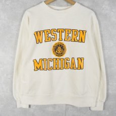 画像1: 90's Champion USA製 ""WESTERN MICHIGAN" 前V プリントスウェット L (1)