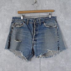 画像1: 60〜70's LEVI'S 501 BIGE カットオフデニムショーツ W31 (1)