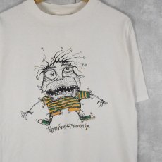 画像1: 90's D.Merkley USA製 シュールイラストTシャツ L (1)