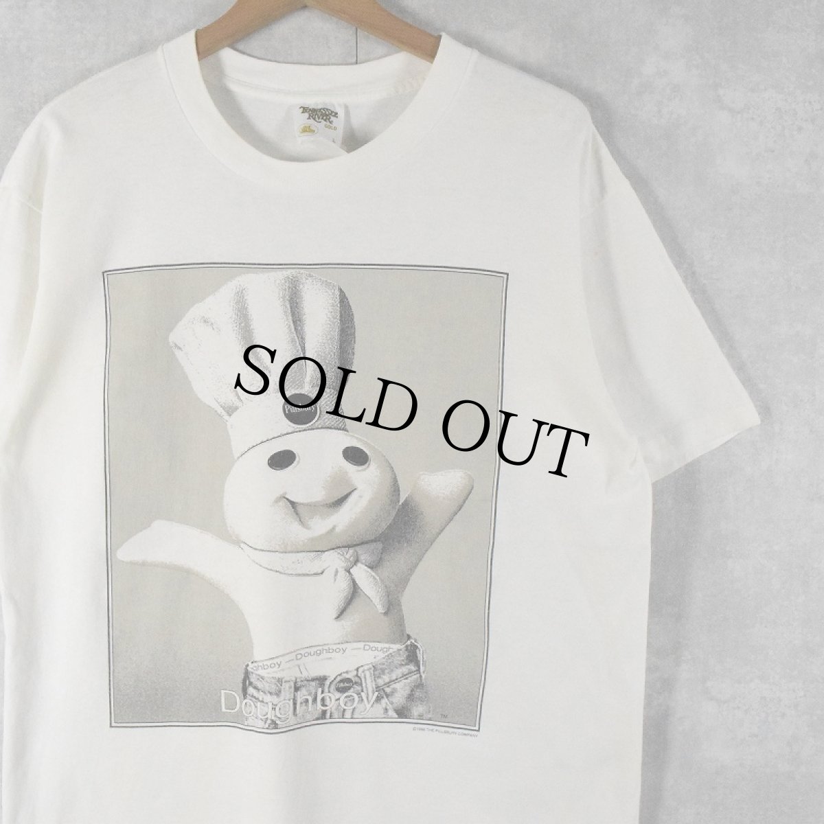 画像1: 90's Pillsbury Doughboy USA製 キャラクターパロディプリントTシャツ L (1)