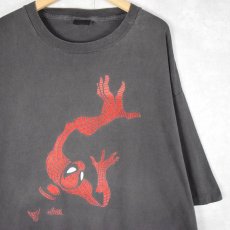 画像1: 90's Spider-Man USA製 キャラクターフロッキープリントTシャツ BLACK XXL (1)