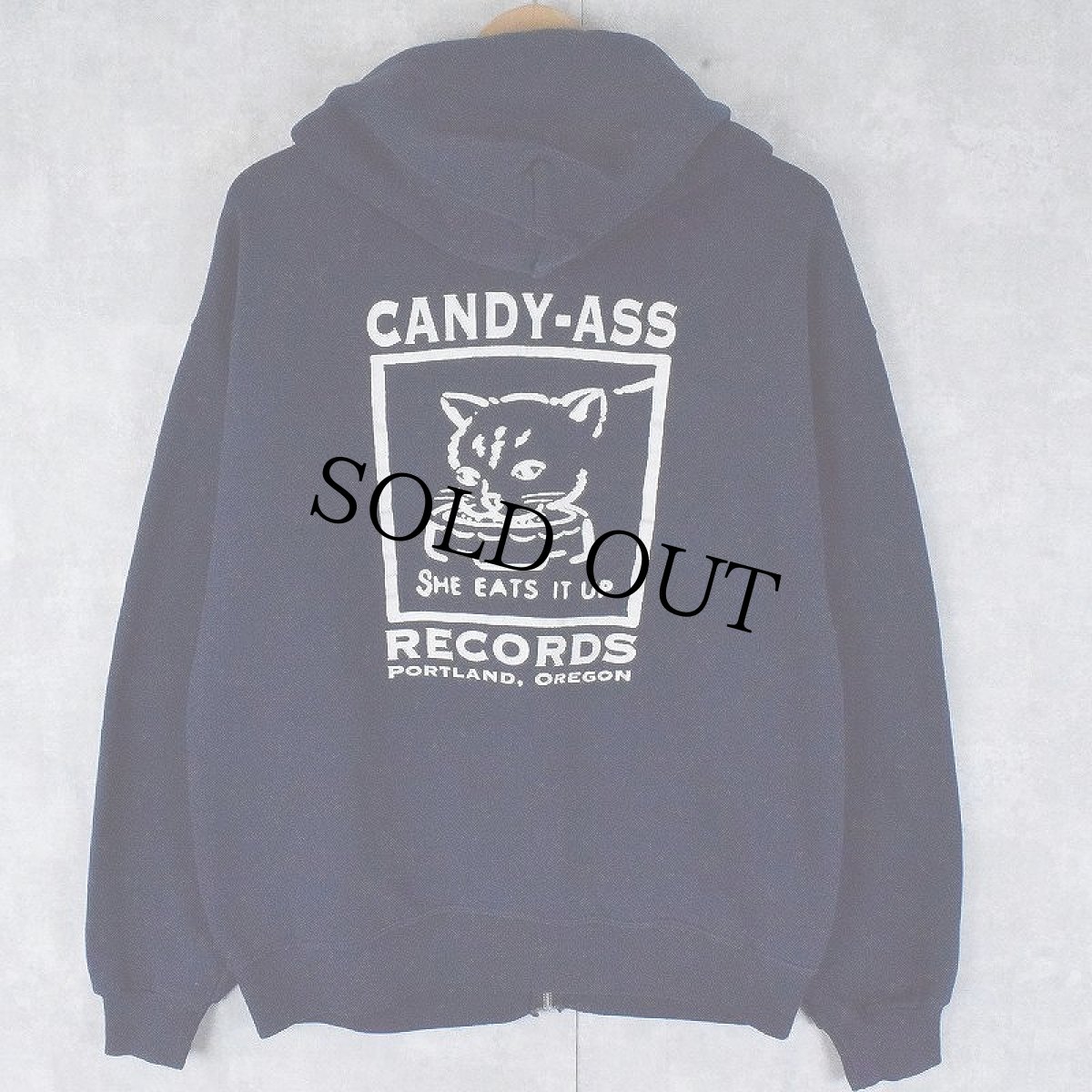 画像1: CANDY-ASS RECORDS レコードレーベルスウェットフーディー NAVY (1)