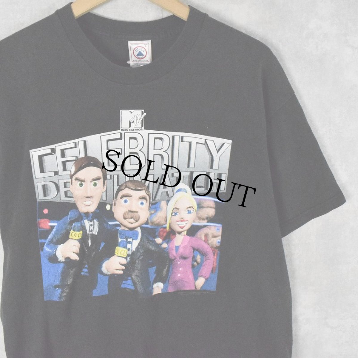 画像1: 90's MTV "CELEBRITY DEATH MATCH" キャラクタープリントTシャツ BLACK L (1)