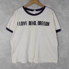 画像1: 70's Champion USA製 バータグ "I LOVE BEND, OREGON" ラバープリントリンガーTシャツ XL (1)