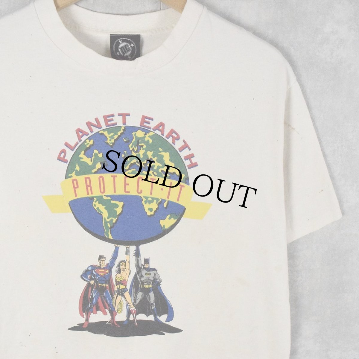 画像1: 90's DC COMIC USA製 "PLANET EARTH PROTECT IT" キャラクタープリントTシャツ L (1)