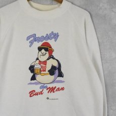 画像1: 90's Budweiser USA製 "Frosty the Bud Man" ビールメーカー ラメプリントスウェット L (1)