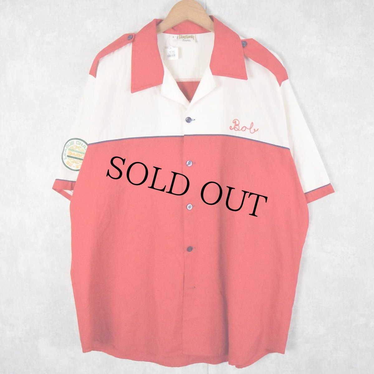 画像2: 80's King Louie USA製 チェーン刺繍 ボーリングシャツ L (2)