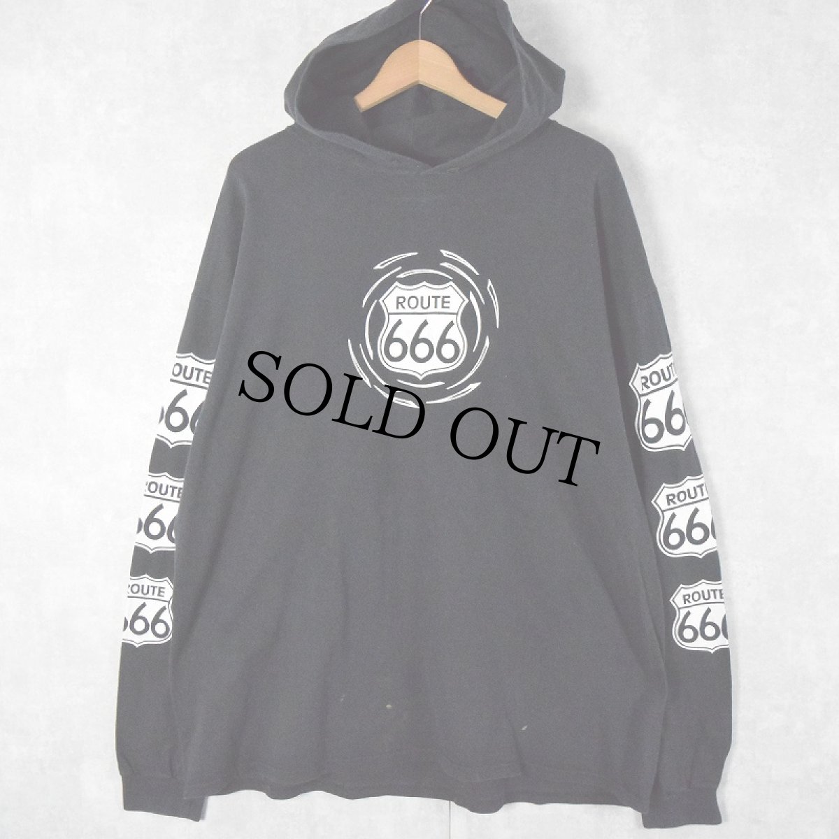 画像1: 【SALE】 ARCHAIC SMILE USA製 "ROUT 666" プリントTパーカー (1)