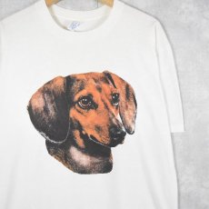 画像1: 90's USA製 犬プリントTシャツ L (1)