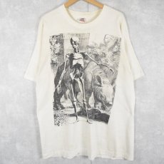 画像1: 90's 骸骨&サイ USA製 イラストTシャツ XL (1)