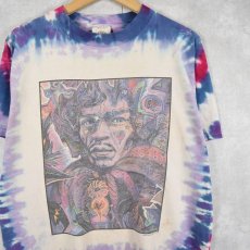 画像1: 90's Jimi Hendrix タイダイ染め ミュージシャンTシャツ L (1)