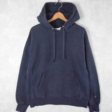 画像1: Champion REVERSE WEAVE スウェットフーディー 目無し NAVY M (1)