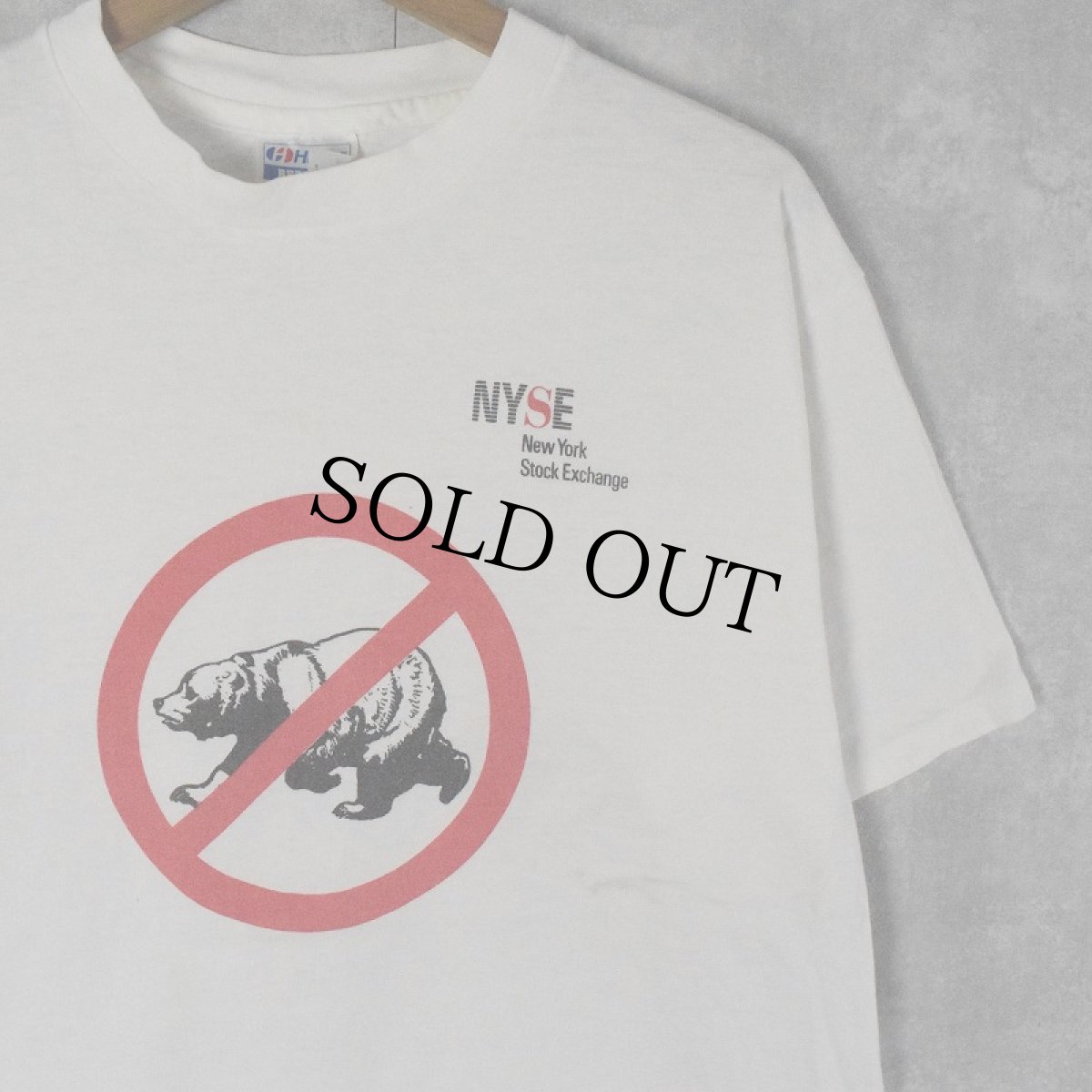 画像1: 90's NYSE USA製 クマプリント 企業Tシャツ XL (1)
