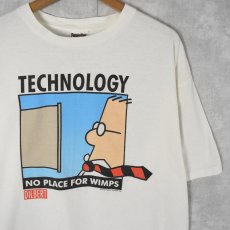 画像1: 90's DILBERT "TECHNOLOGY NO PLACE FOR WIMPS" イラストプリントTシャツ XL (1)